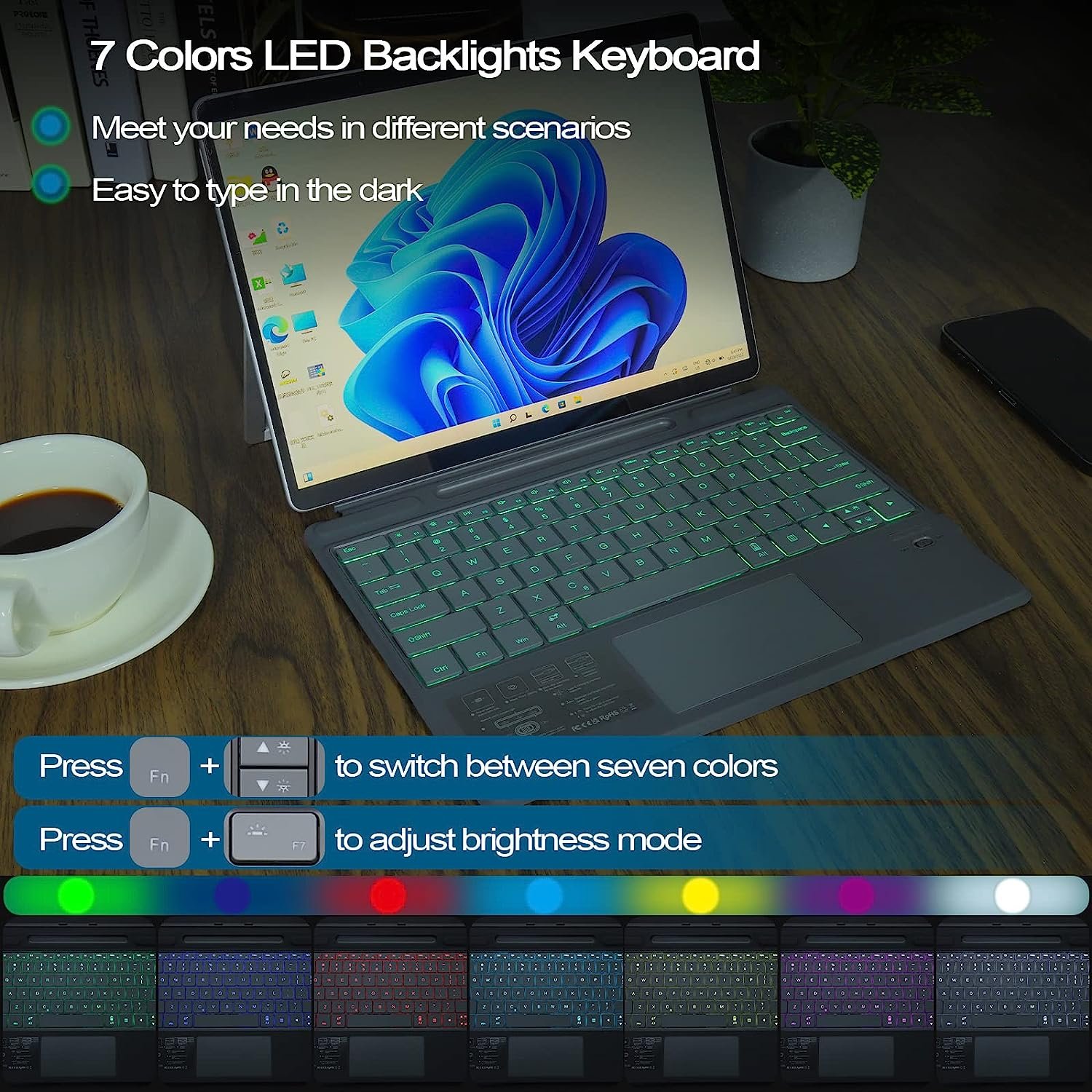 Slim RGB backlight surface book russian detachable keyboard for microsoft surface pro x 8pro 9 pro keyboard with case pen holder