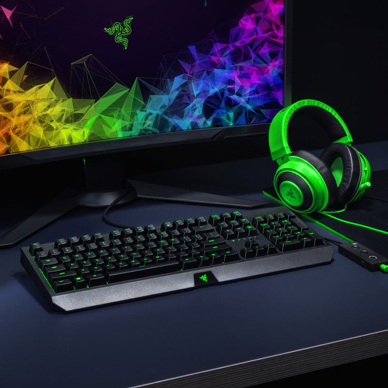 Razer BlackWidow Essential Mechanical Gaming Keyboard: Green Mechanical Switches - Tactile & Green LED Backlighting