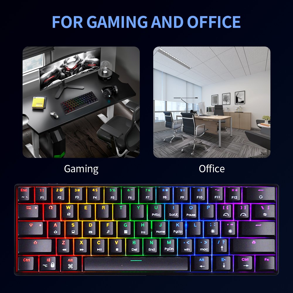 SAMA 60% Keyboard Teclado Mechanical Switch 61 Keys Backlit Mini PC RGB Gaming Mechanical Keyboards
