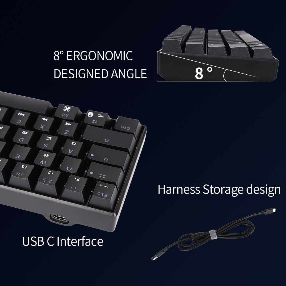SAMA 60% Keyboard Teclado Mechanical Switch 61 Keys Backlit Mini PC RGB Gaming Mechanical Keyboards