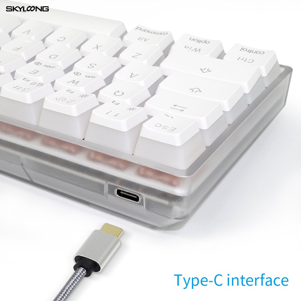 Skyloong newest launch 61keys GK61 SK61 60% translucent case Pudding keycaps gateron switch RGB mechanical keyboard