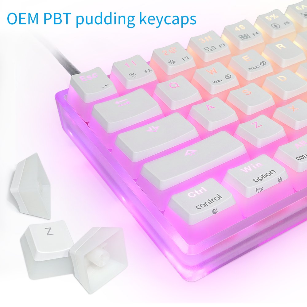 Skyloong newest launch 61keys GK61 SK61 60% translucent case Pudding keycaps gateron switch RGB mechanical keyboard