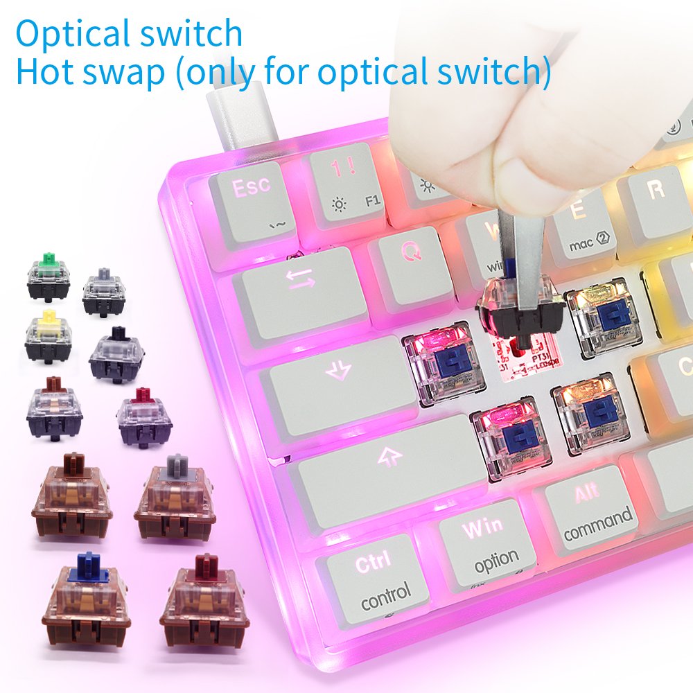 Skyloong newest launch 61keys GK61 SK61 60% translucent case Pudding keycaps gateron switch RGB mechanical keyboard