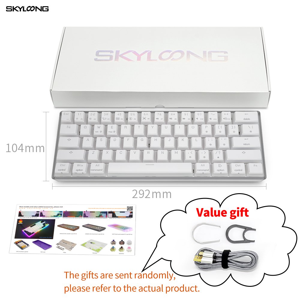 Skyloong newest launch 61keys GK61 SK61 60% translucent case Pudding keycaps gateron switch RGB mechanical keyboard