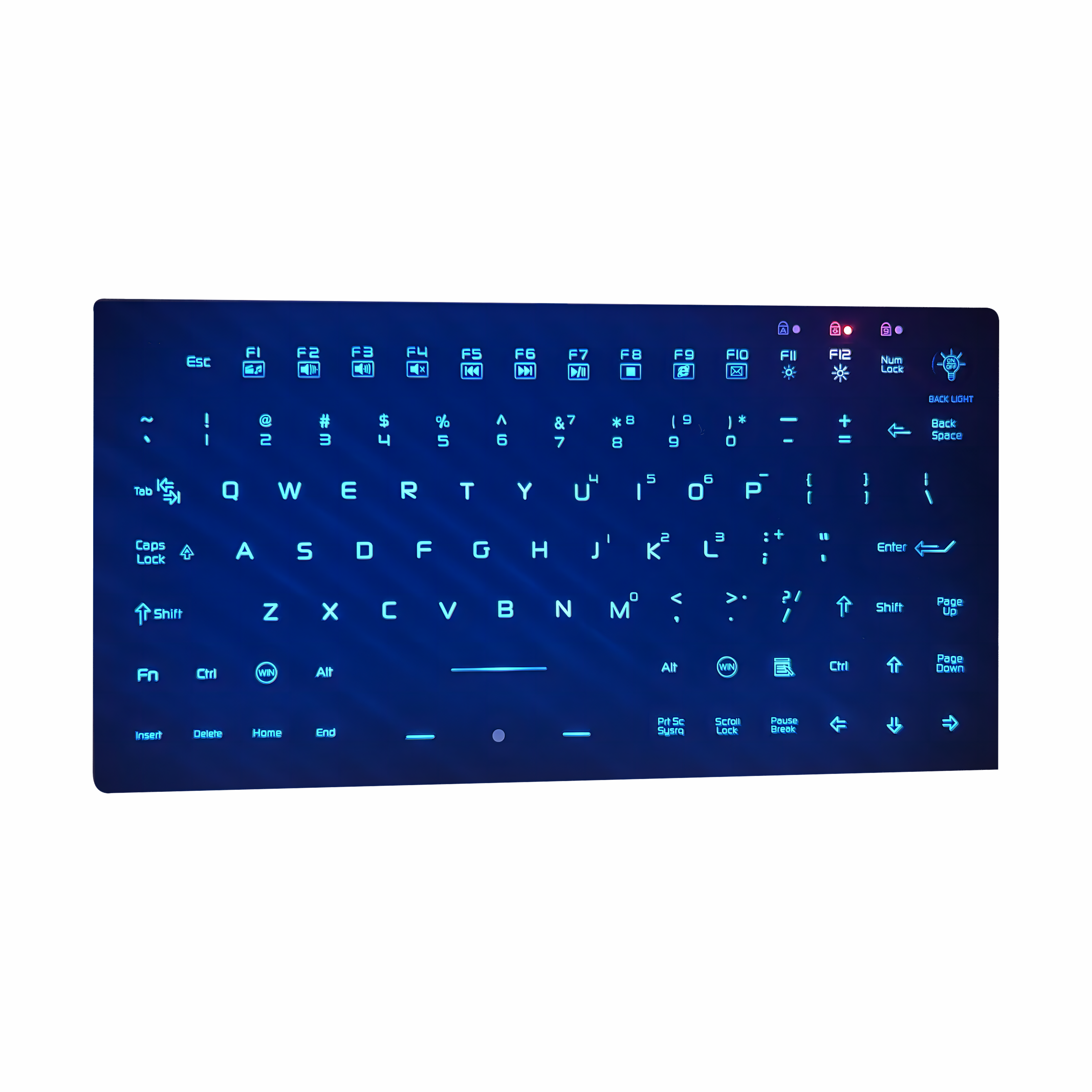 Custom 108 Keys 94 keys IP67 Silicone Keyboards Rubber Keyboards with blue backlight