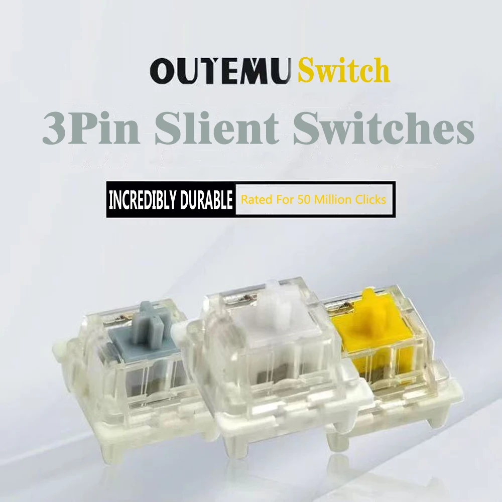 Outemu Silent Gray/White/Yellow Switch Mechanical Keyboard 3Pin Silent Switches Hot Swap RGB Custom Gaming DIY MX