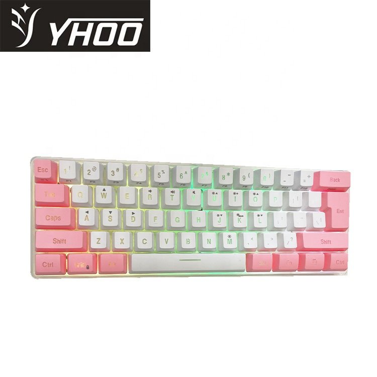 Computer Wired Keyboard 60 Percent RGB Backlit 61Keys Mechanical Gaming Keyboard