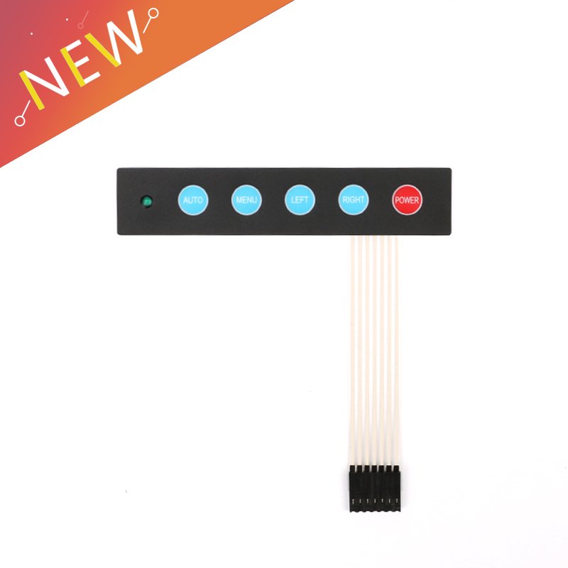 Custom 1x5 Matrix Array 5 Key Membrane Switch Keypad Keyboard Menu Auto with LED