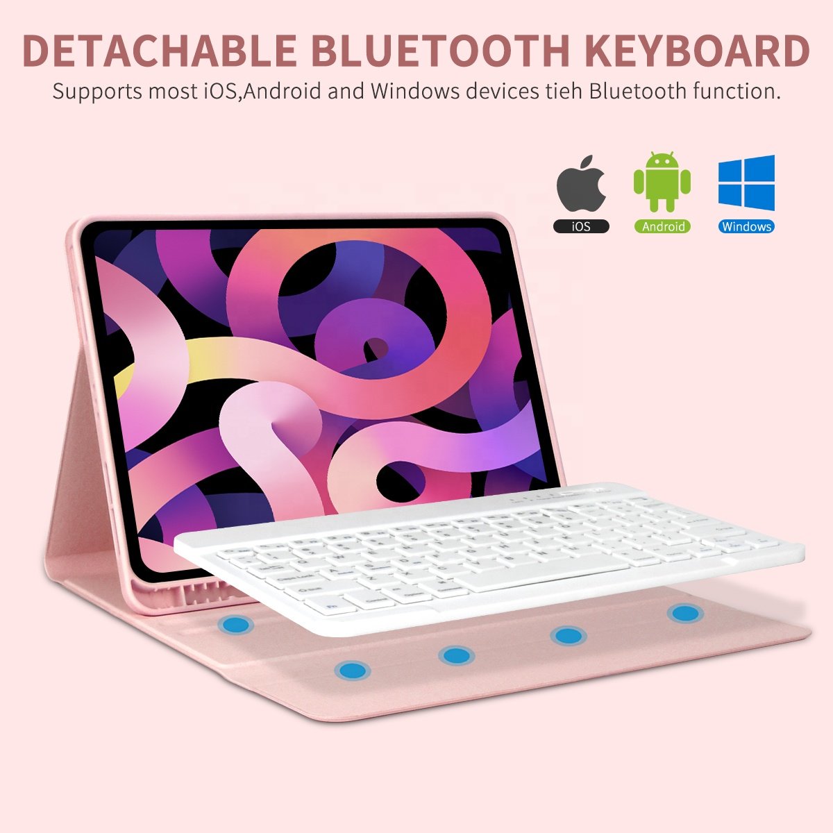 Wireless BT Keyboard Retail Box Silicon for Ipad Air 4 Full Protection Auto Sleep Tablet Cover Gua Folding Cover Leather Case