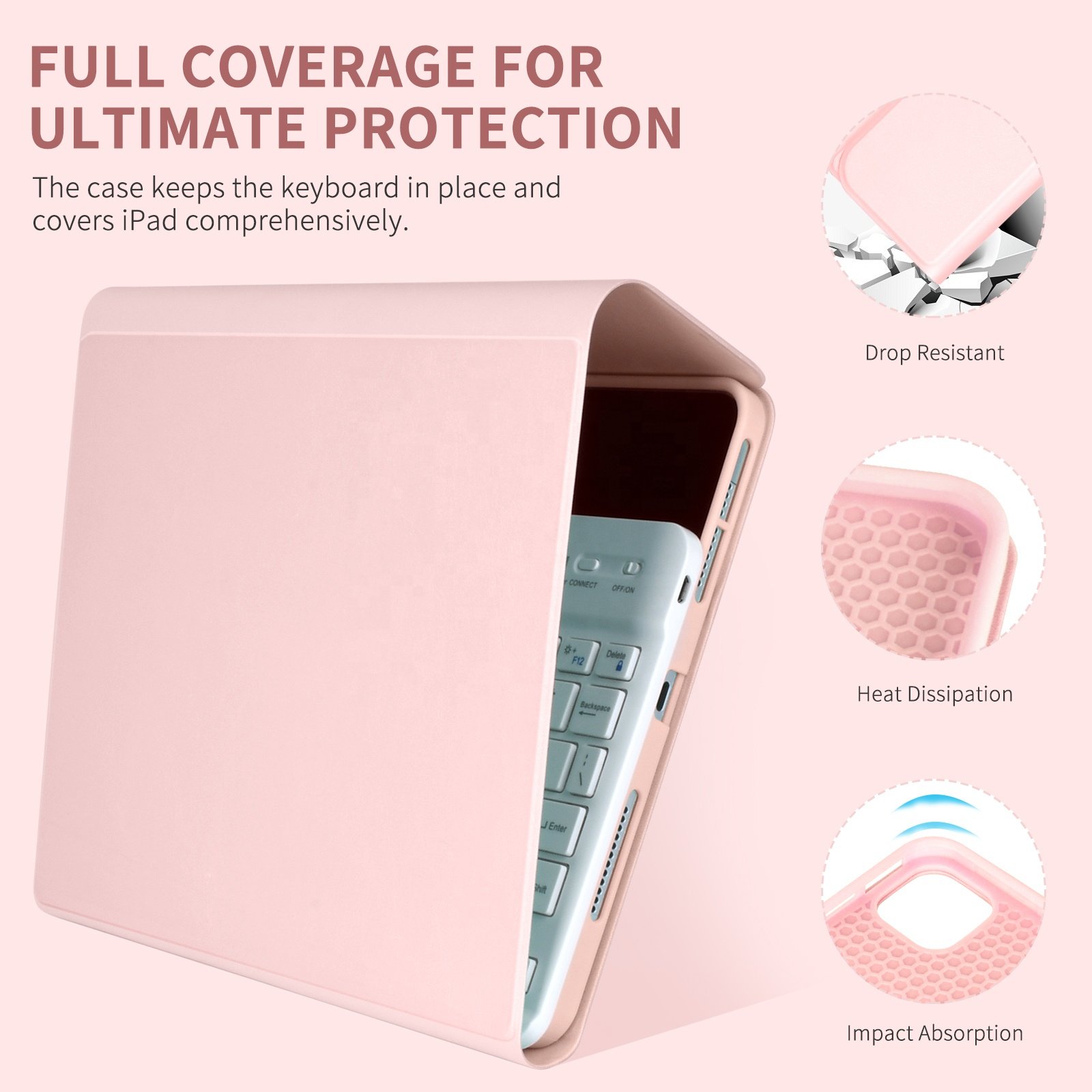 Wireless BT Keyboard Retail Box Silicon for Ipad Air 4 Full Protection Auto Sleep Tablet Cover Gua Folding Cover Leather Case