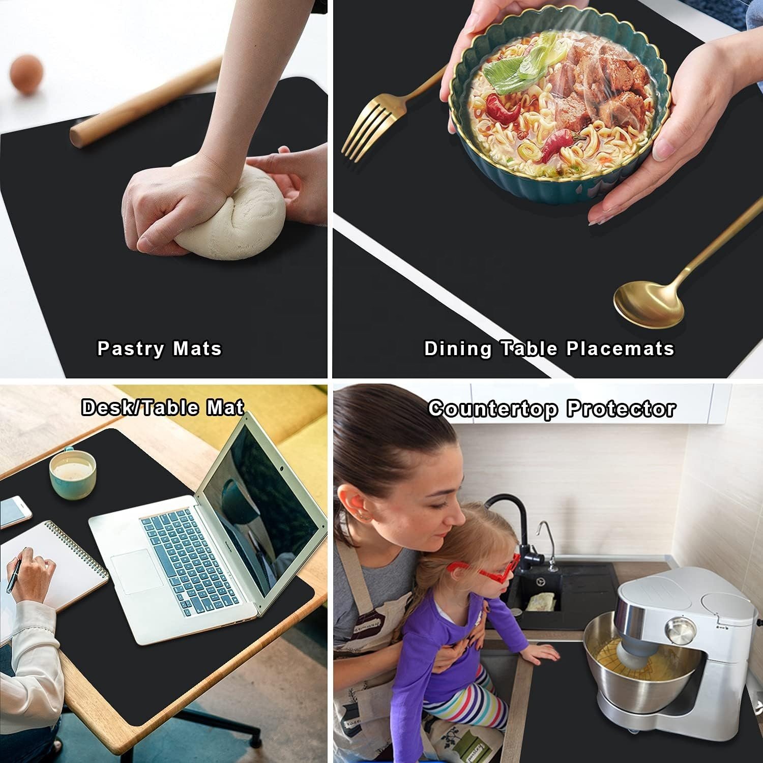Silicone table mat food grade Large silicone kitchen counter protection cover mat High temperature resistant silicone placemat