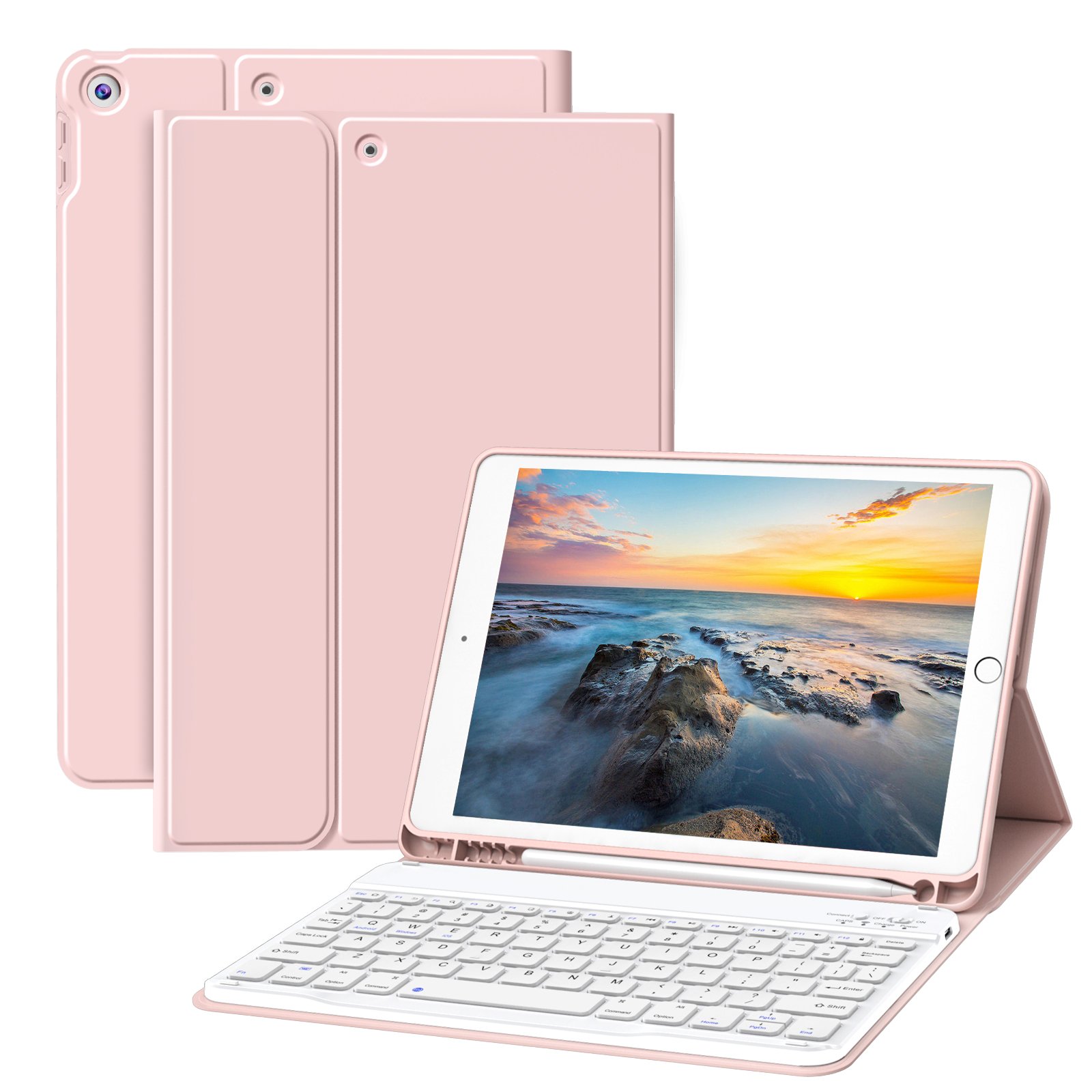 Kenke Rechargeable Bluetooth Wireless Keyboard Case Shockproof Soft Tablet Cover For Apple iPad 7th 8th 9th Gen 10.2 Inch