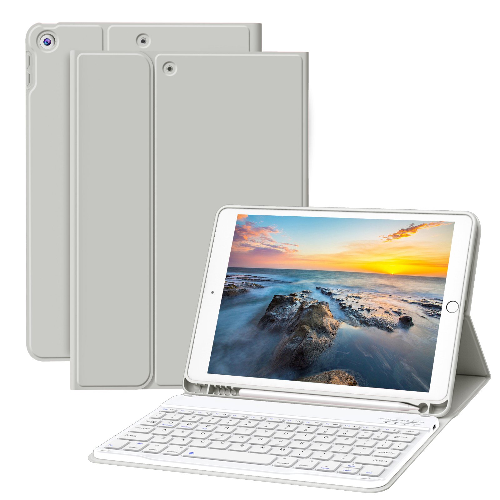 Kenke Rechargeable Bluetooth Wireless Keyboard Case Shockproof Soft Tablet Cover For Apple iPad 7th 8th 9th Gen 10.2 Inch