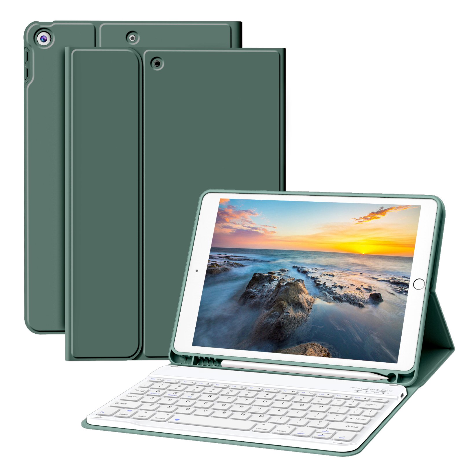 Kenke Rechargeable Bluetooth Wireless Keyboard Case Shockproof Soft Tablet Cover For Apple iPad 7th 8th 9th Gen 10.2 Inch