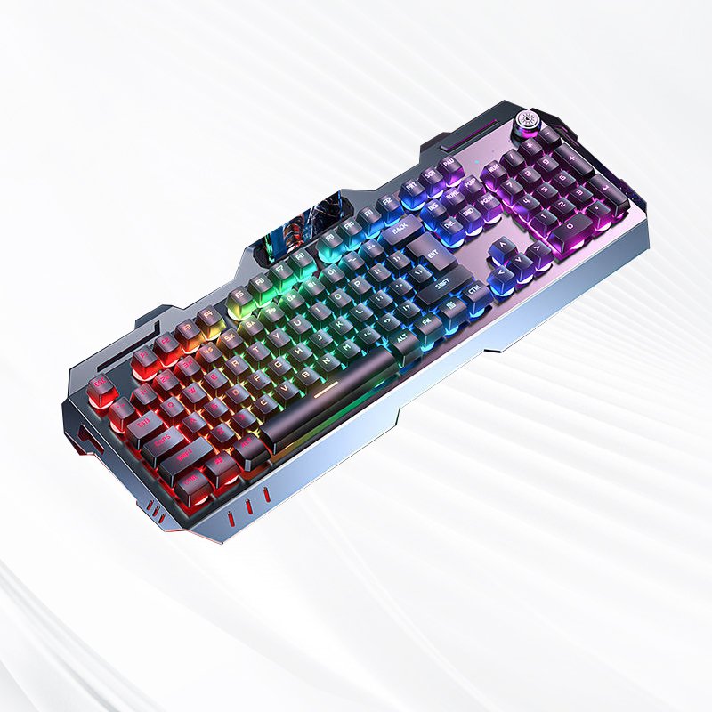 Dual Backlit Desktop Computer Multi-Fuction Knob Esports Game RGB Artificial Wireless Mechanical Keyboard