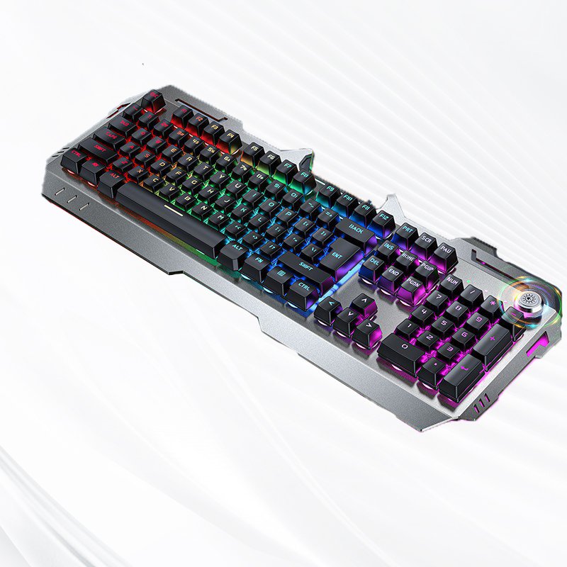Dual Backlit Desktop Computer Multi-Fuction Knob Esports Game RGB Artificial Wireless Mechanical Keyboard