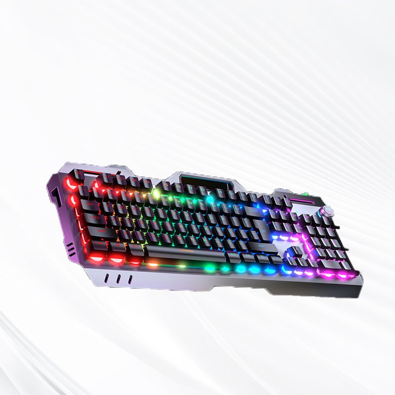 Dual Backlit Desktop Computer Multi-Fuction Knob Esports Game RGB Artificial Wireless Mechanical Keyboard