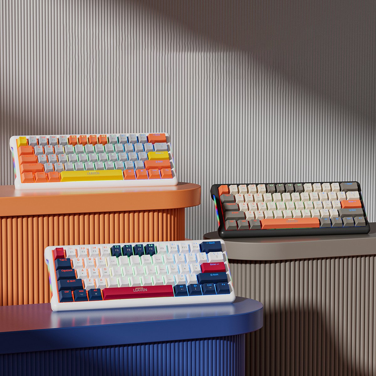 K610 3 Mode Russian Layout RGB Ergonomic BT Wired Wireless 2.4G Hot Swap Mechanical Keyboards