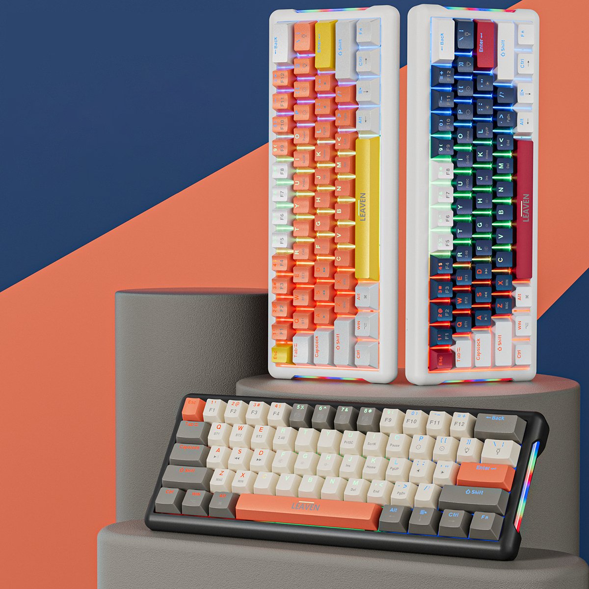K610 3 Mode Russian Layout RGB Ergonomic BT Wired Wireless 2.4G Hot Swap Mechanical Keyboards