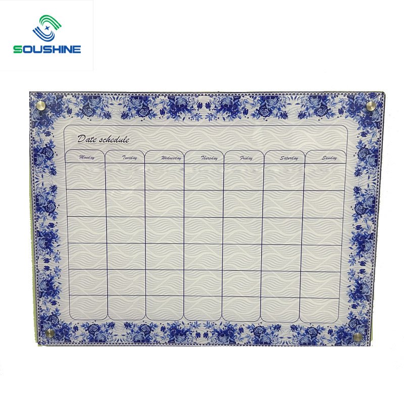 Custom Printed Acrylic Message Magnetic Dry Erase Boards Table Top White Board and Calendar for Fridge