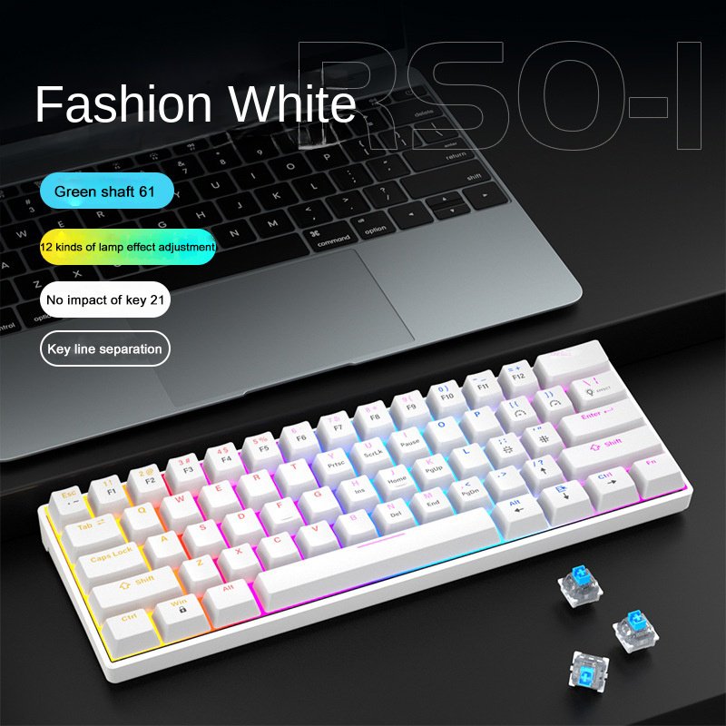 2024 Hot Sales White Wired Gaming Keyboard Mouse Combo RGB Backlit Mechanical Keyboard Office Function Laptop Computer