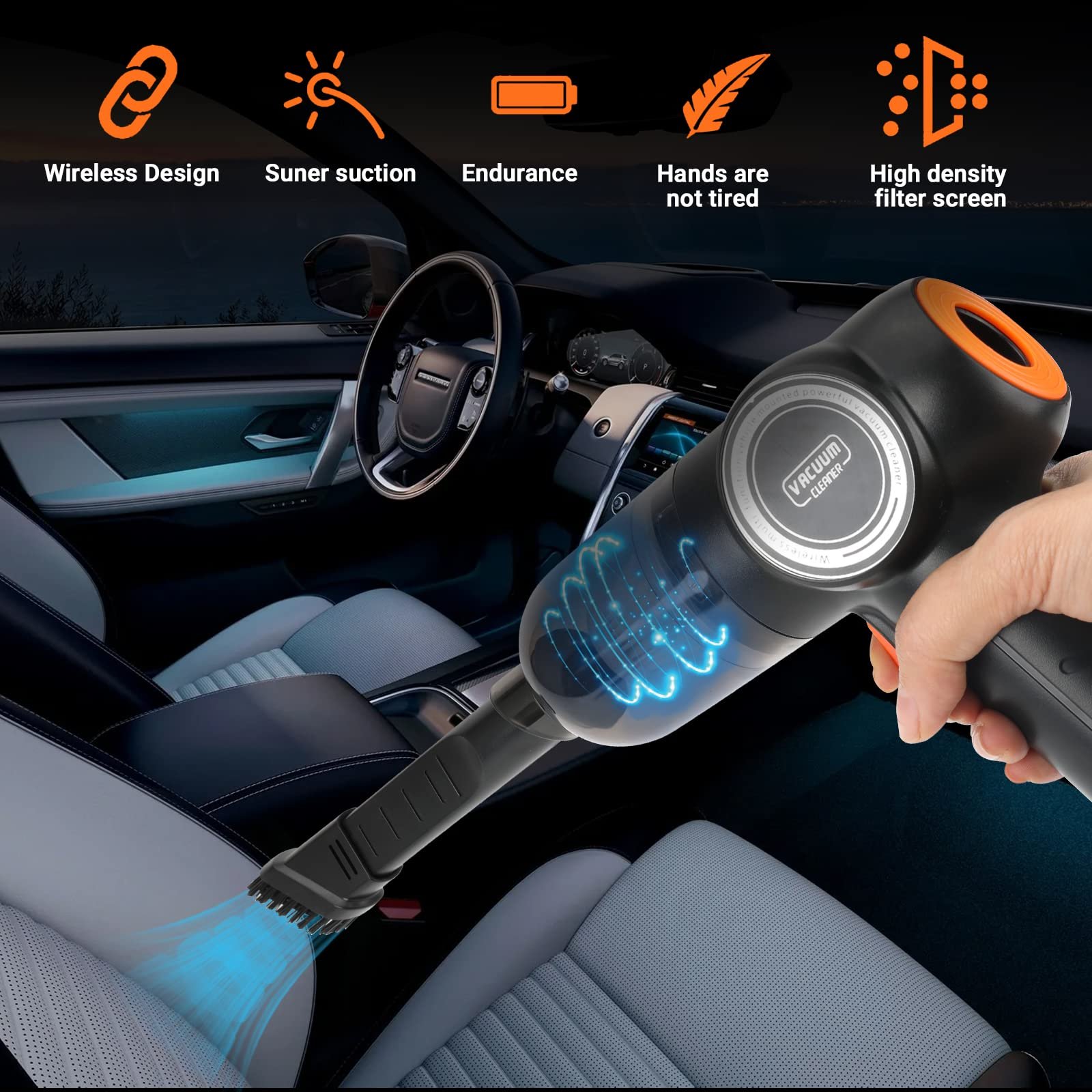 2 In 1 Small Portable USB Charging Strong Suction Wireless Electric Handheld Vacuum Cleaner For Car With Air Pump Duster Blower