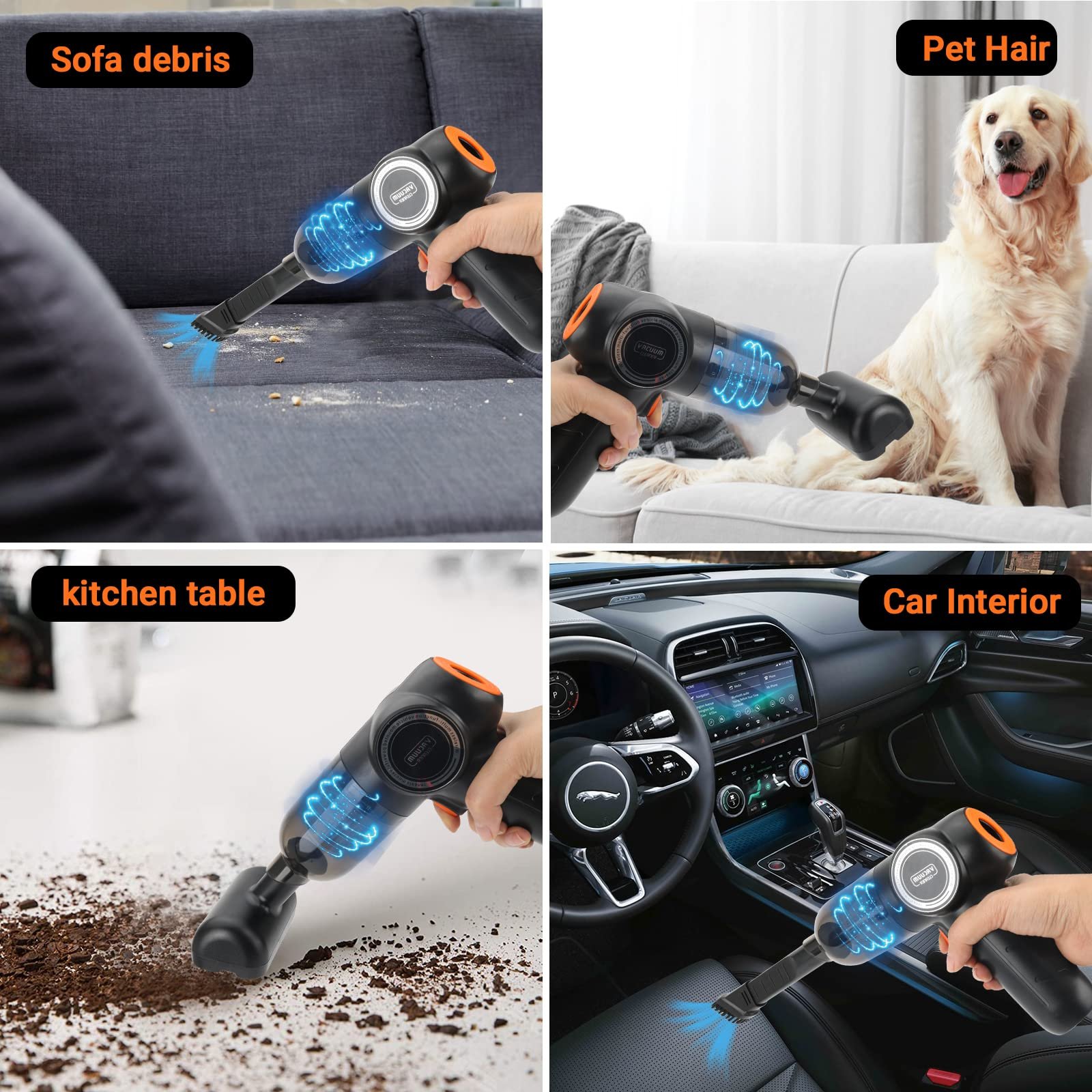 2 In 1 Small Portable USB Charging Strong Suction Wireless Electric Handheld Vacuum Cleaner For Car With Air Pump Duster Blower