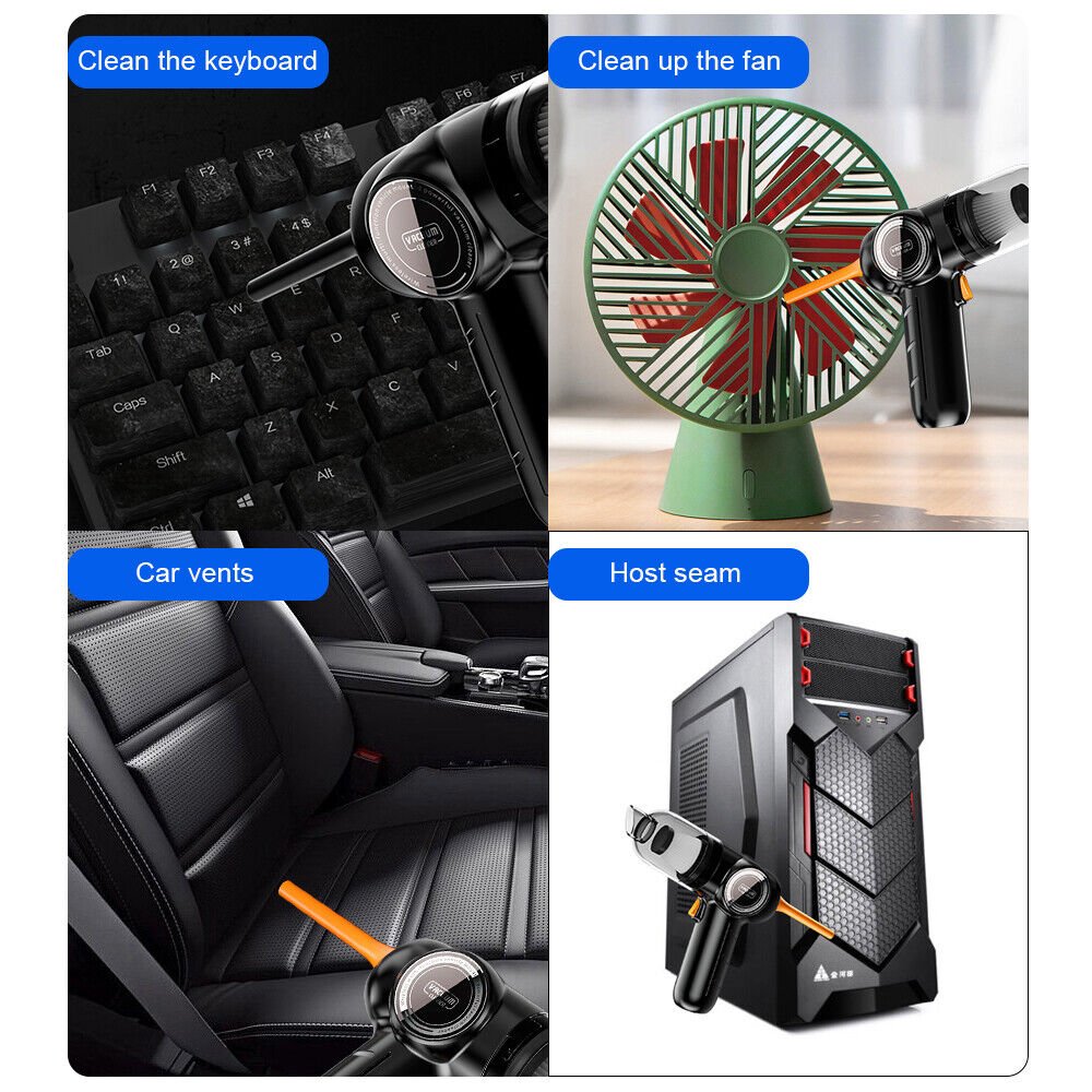 2 In 1 Small Portable USB Charging Strong Suction Wireless Electric Handheld Vacuum Cleaner For Car With Air Pump Duster Blower