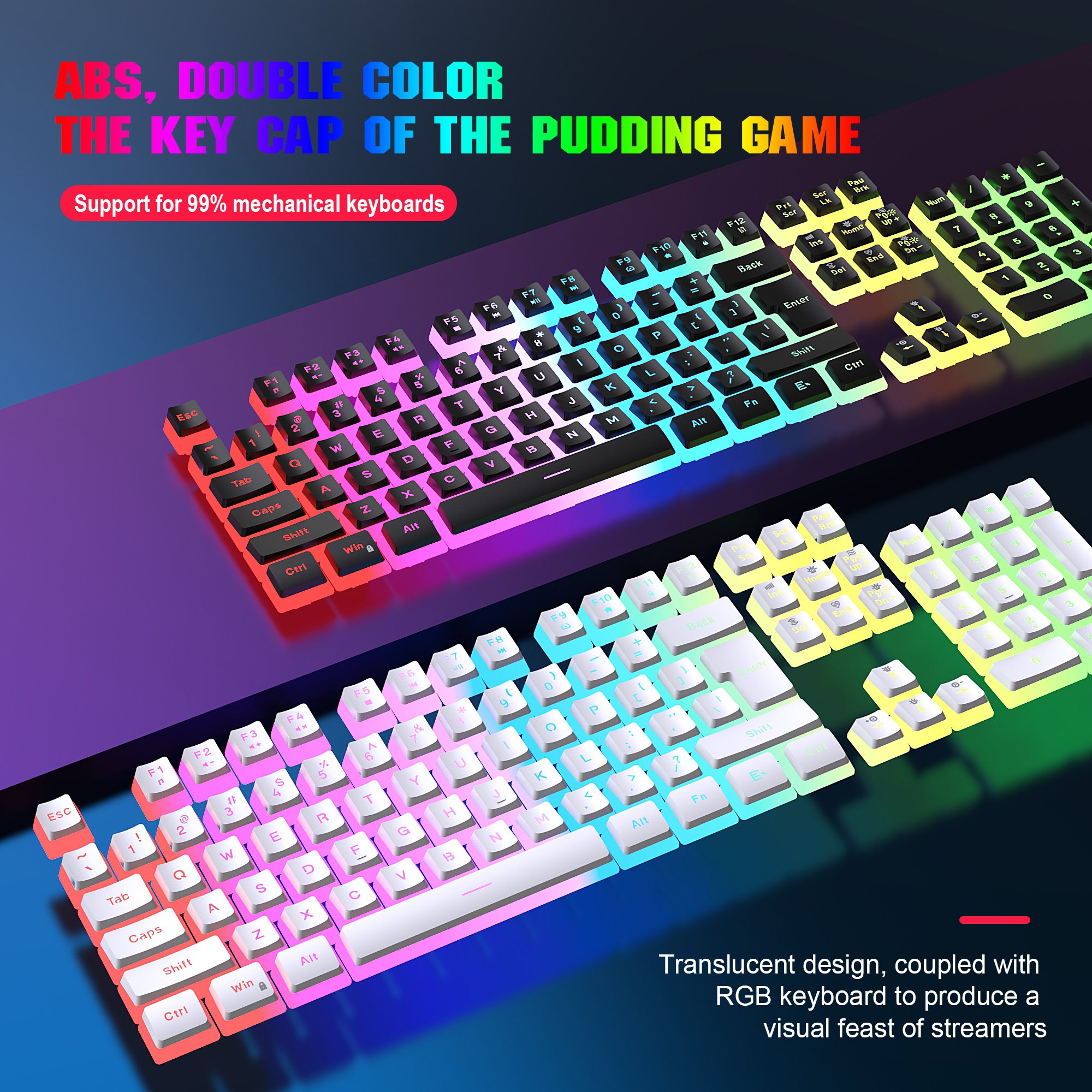 Hot sale HXSJ L200 104 key mechanical feel keyboard Durable Gaming RGB USB wired membrane Keyboard for laptop game