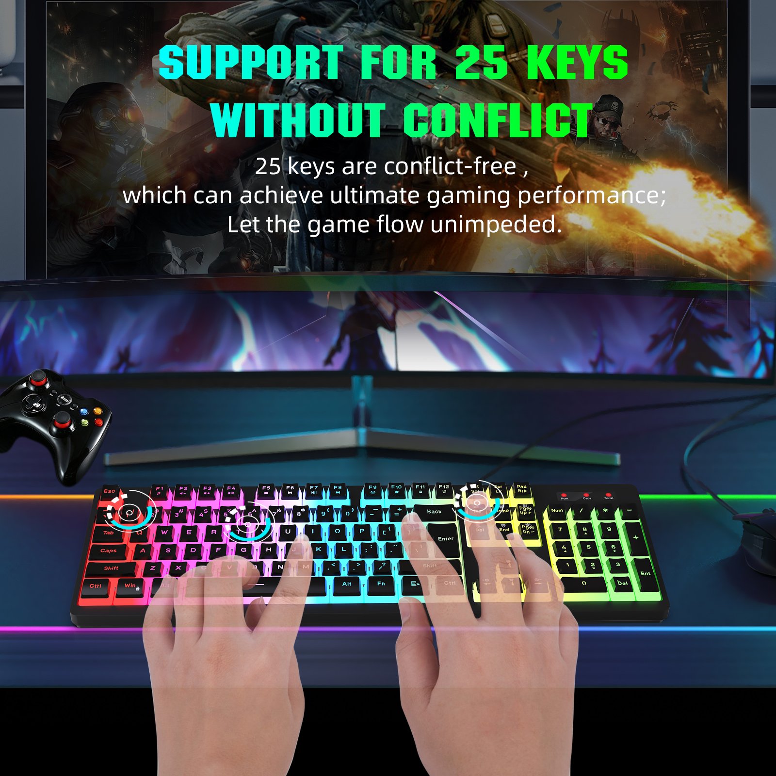 Hot sale HXSJ L200 104 key mechanical feel keyboard Durable Gaming RGB USB wired membrane Keyboard for laptop game