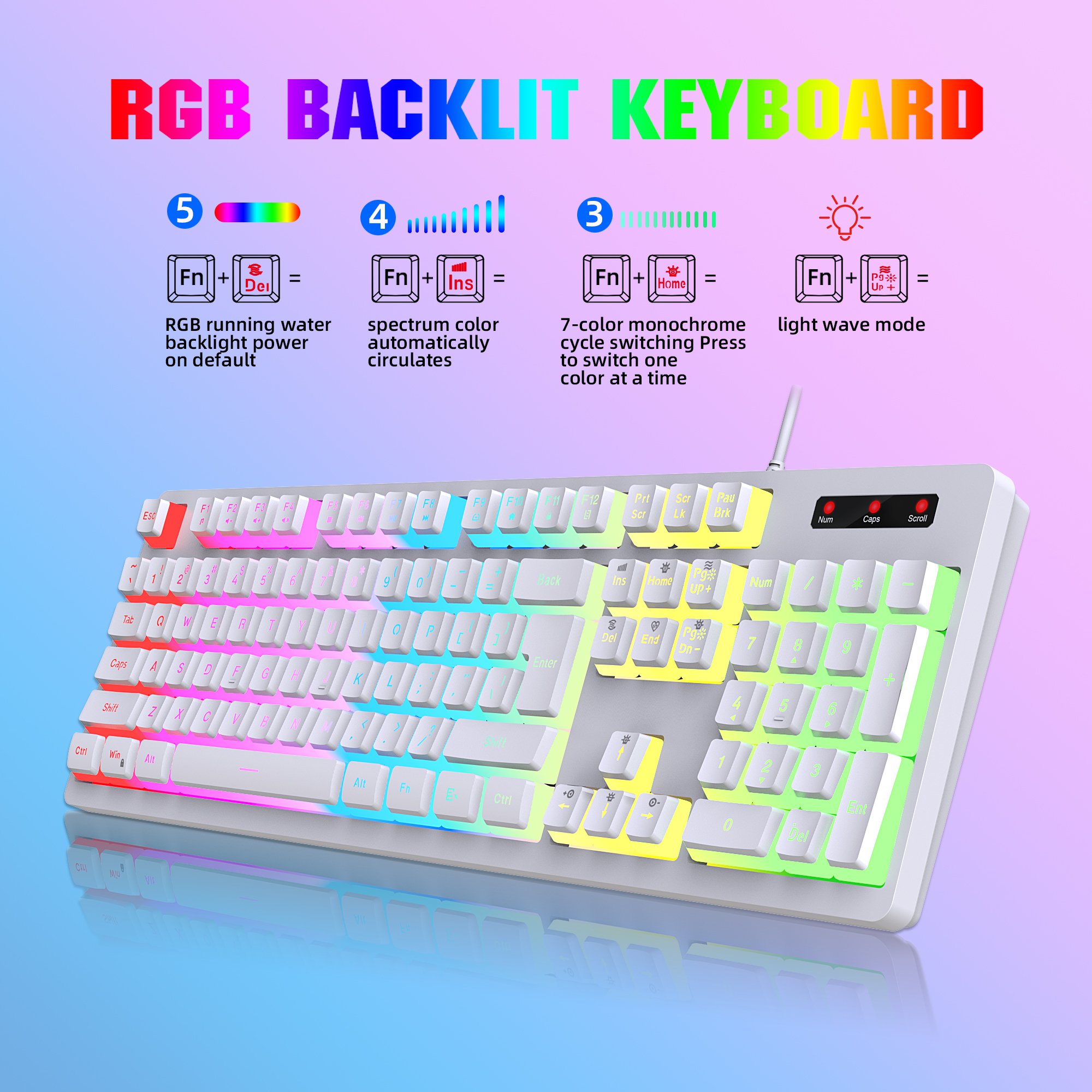 Hot sale HXSJ L200 104 key mechanical feel keyboard Durable Gaming RGB USB wired membrane Keyboard for laptop game