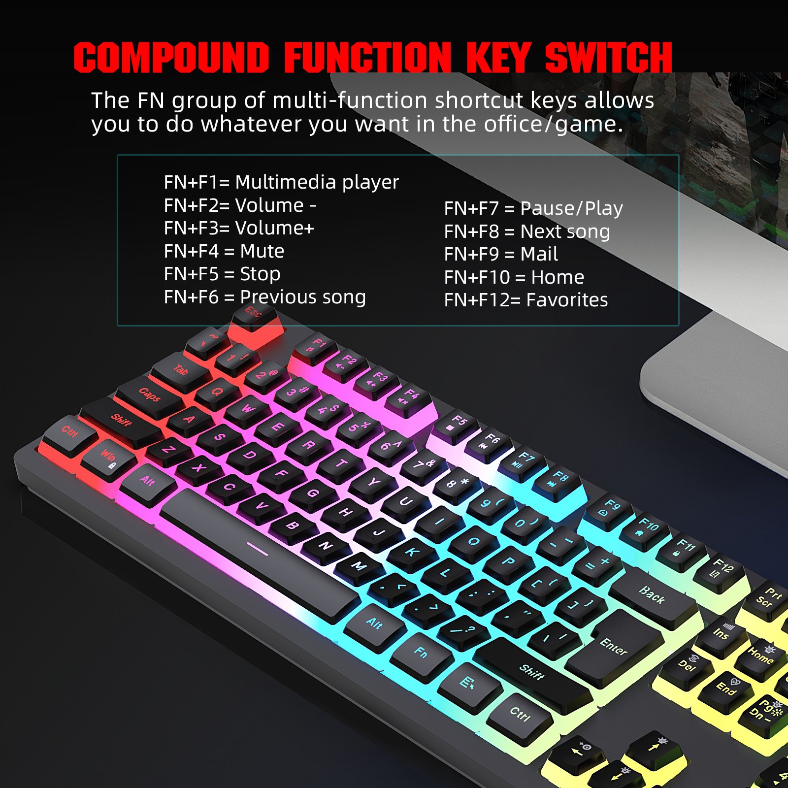 Hot sale HXSJ L200 104 key mechanical feel keyboard Durable Gaming RGB USB wired membrane Keyboard for laptop game