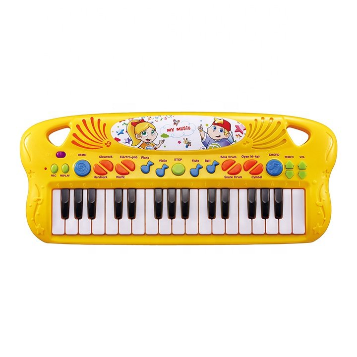 32 Key Kids Electronic Piano Keyboard Unisex Plastic Toy ABS 2 to 4 Years,5 to 7 Years Plastic Microphone Toy for girls
