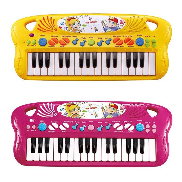 32 Key Kids Electronic Piano Keyboard Unisex Plastic Toy ABS 2 to 4 Years,5 to 7 Years Plastic Microphone Toy for girls