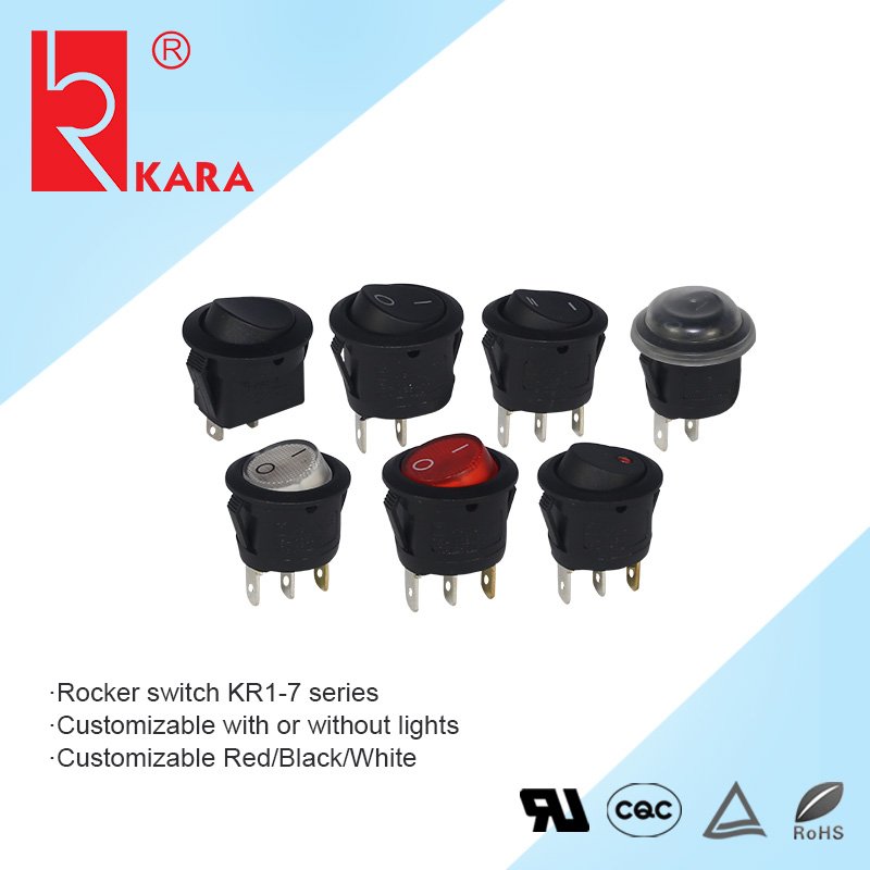 KR1-7 16A 250VAC 2p 3p round Mini rocker switches