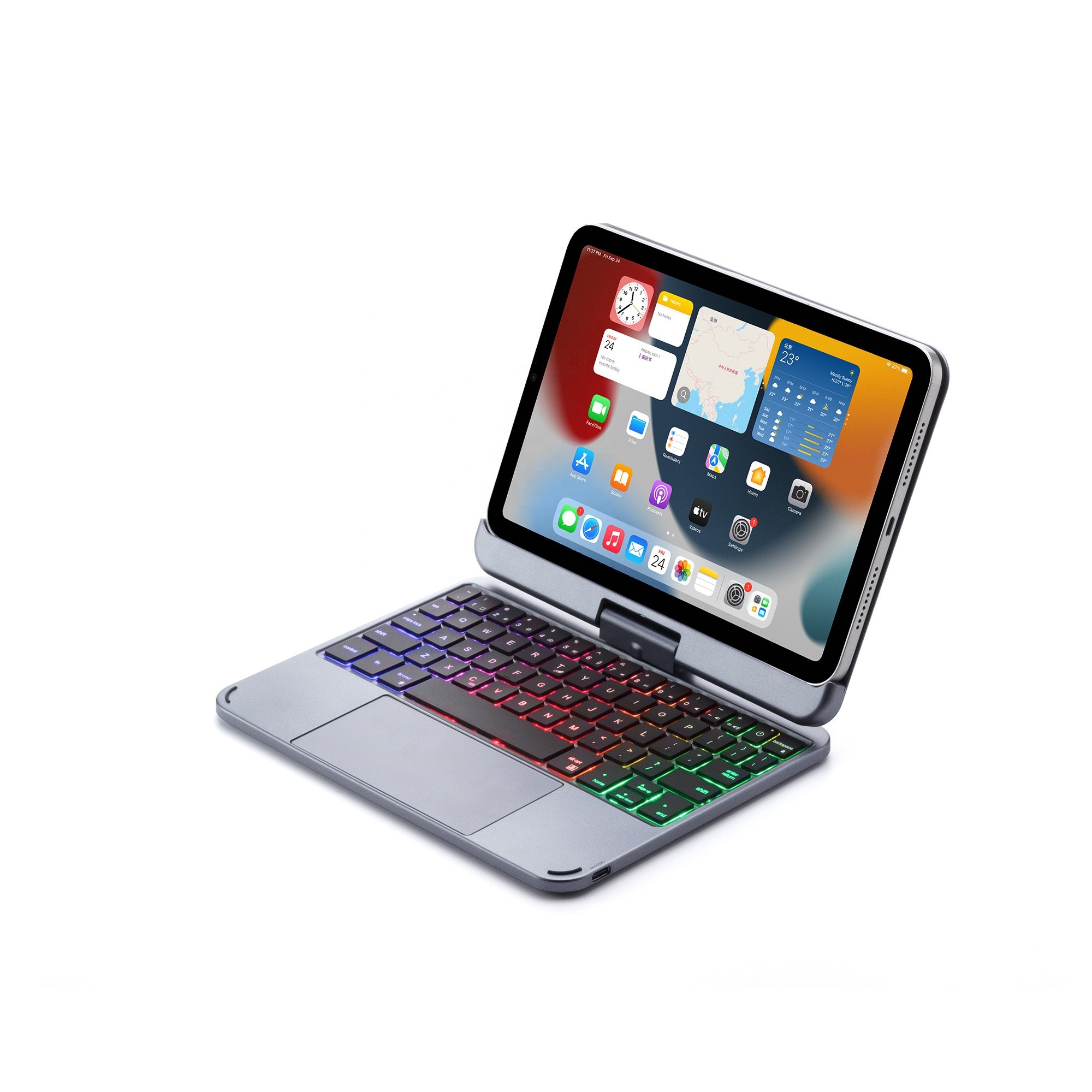 Rotation ABS Cover 8.3 inch Smart Touchpad Backlit Wireless Keyboard for iPad Mini 6