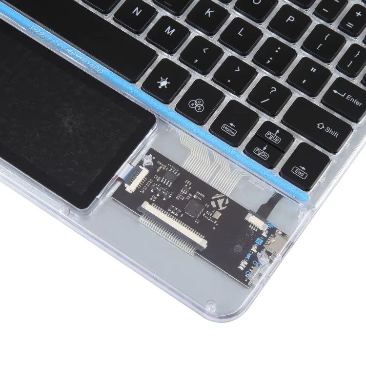 Keywin Customized Bluetooth Keyboard Rechargeable Universal Transparent LED Backlit Keyboard with Touchpad for Tablet PC Phone