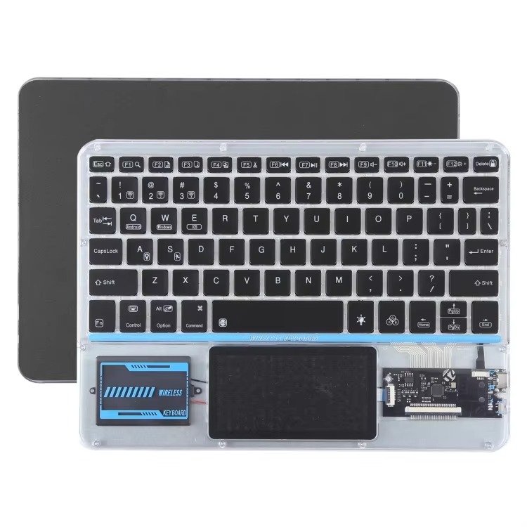 Keywin Customized Bluetooth Keyboard Rechargeable Universal Transparent LED Backlit Keyboard with Touchpad for Tablet PC Phone