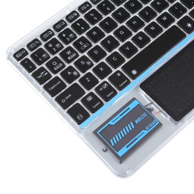 Keywin Customized Bluetooth Keyboard Rechargeable Universal Transparent LED Backlit Keyboard with Touchpad for Tablet PC Phone