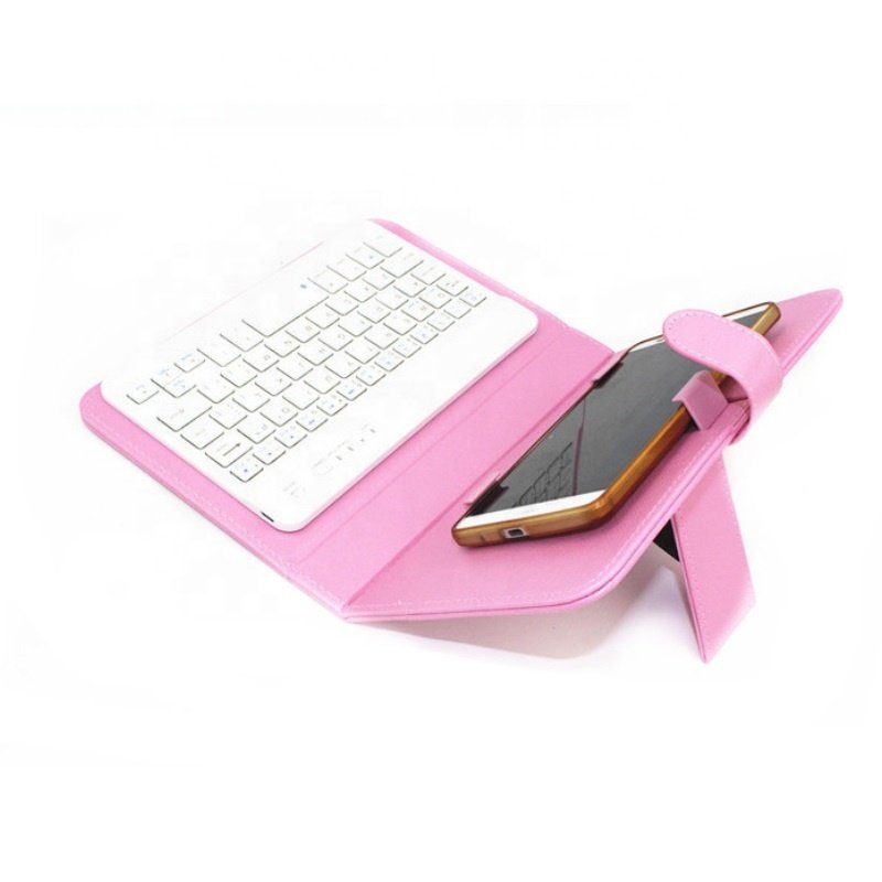 Universal Wireless Blue tooth Keyboard Holster Flip PU Case Cover For Cell phone mobile smart phones in 4.5''-6.8 inch
