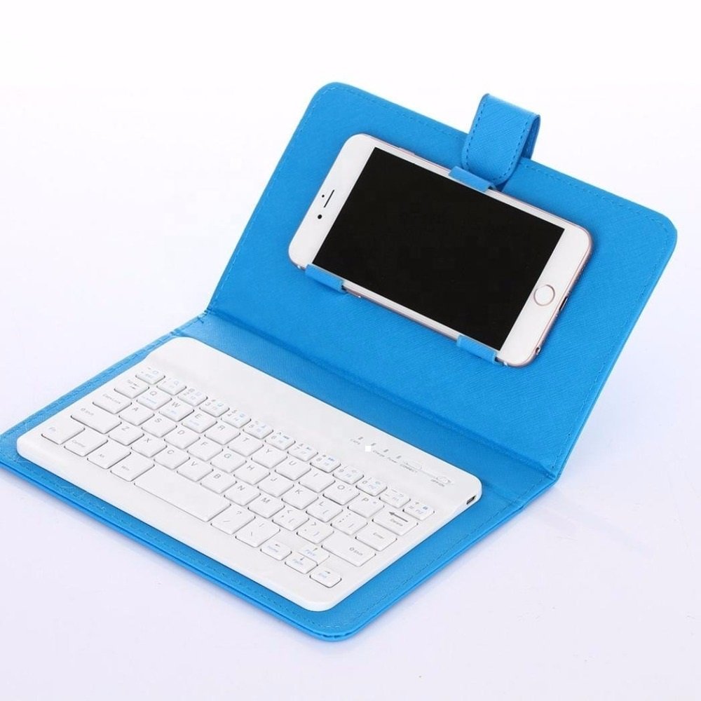 Universal Wireless Blue tooth Keyboard Holster Flip PU Case Cover For Cell phone mobile smart phones in 4.5''-6.8 inch