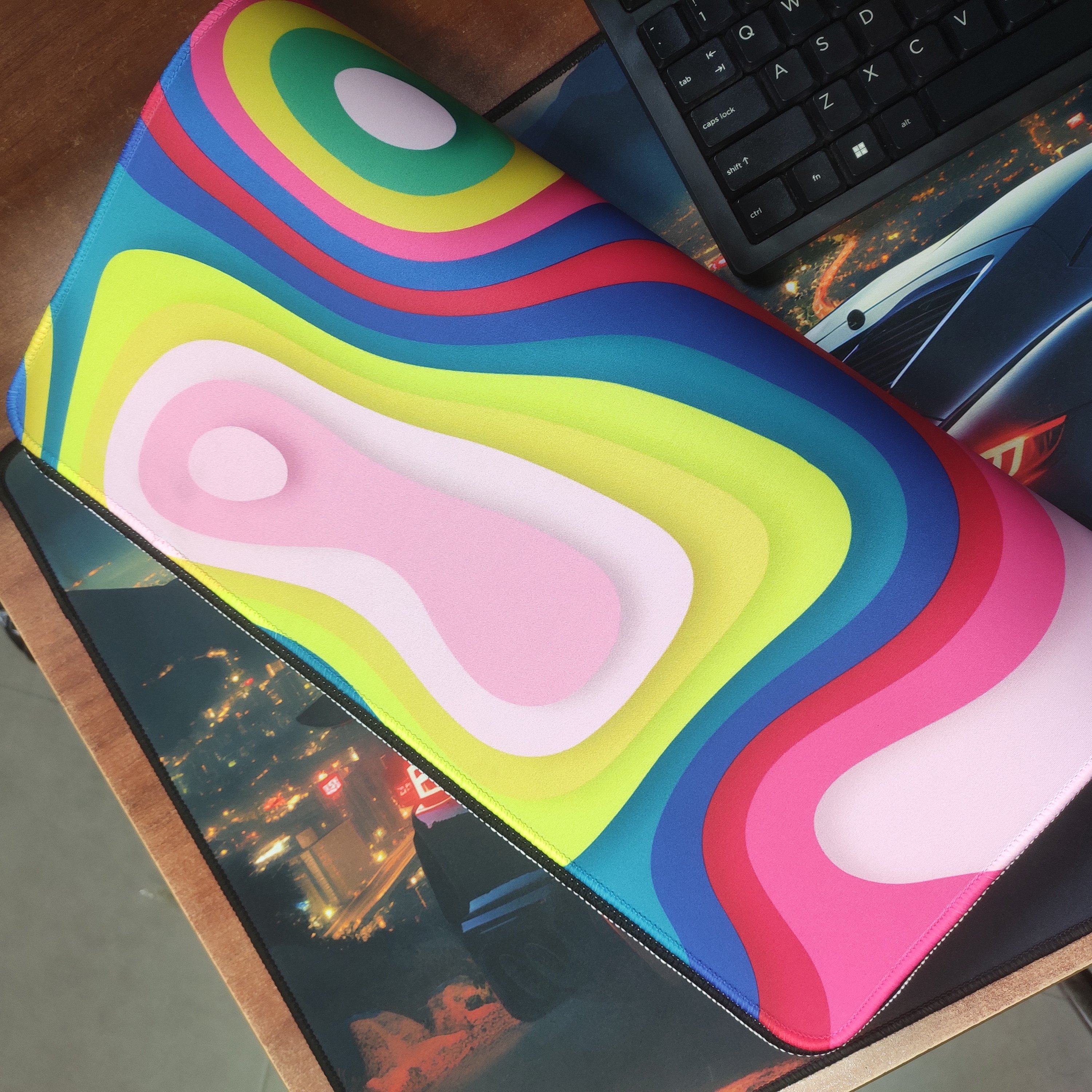 Custom Large Office Keyboard Desk Mat and XL Mousepad Printed Rubber with Fabric Waterproof Foldable Durable Mouse Pad
