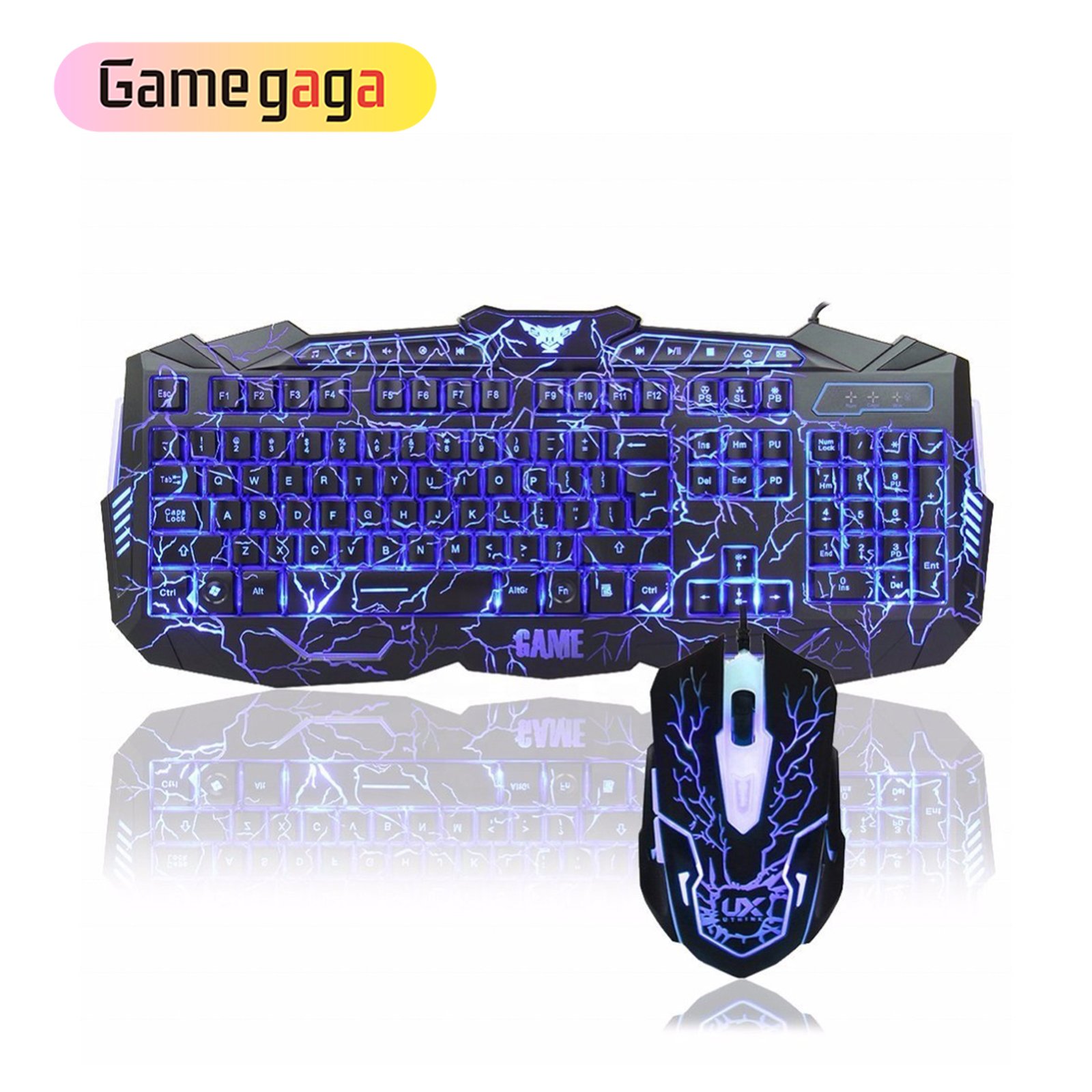 V100 Keyboard OEM LED Tri-Color Backlit crack PC Computer USB Gaming Keyboard and mouse combos