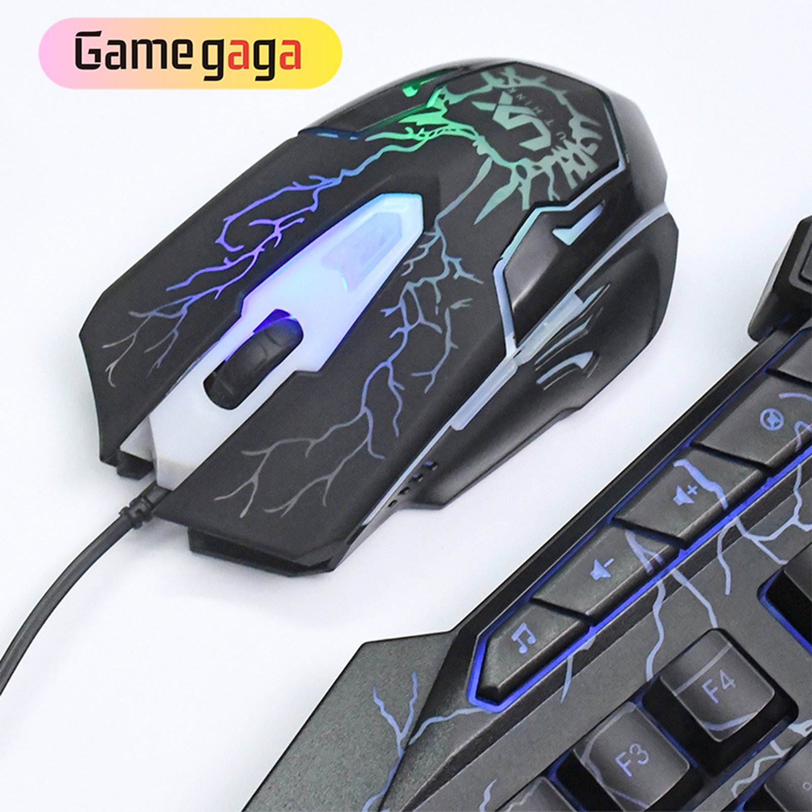 V100 Keyboard OEM LED Tri-Color Backlit crack PC Computer USB Gaming Keyboard and mouse combos