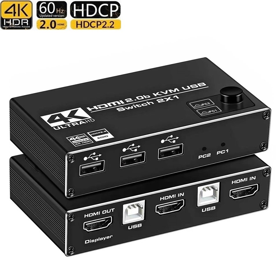 8K HDMI 2.1 KVM Switch Splitter USB 3.0 KVM switcher USB 2 in 1 out Switcher For computer monitor Keyboard Mouse EDID HDCP Print