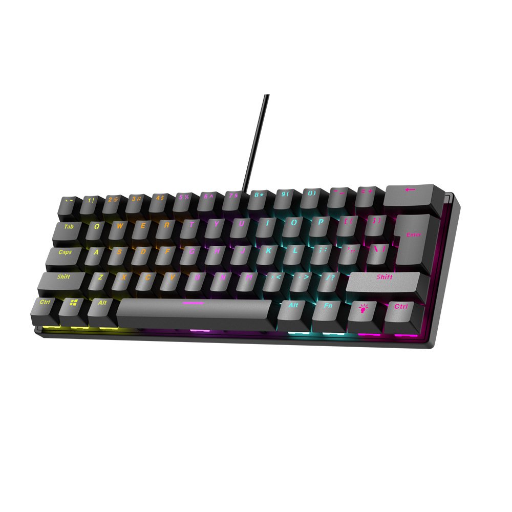 Fashion 61Keys Mechanical Keyboard Wired Ergonomic Mini Gaming Keyboard Blue Switches LED Backlit for Gamer