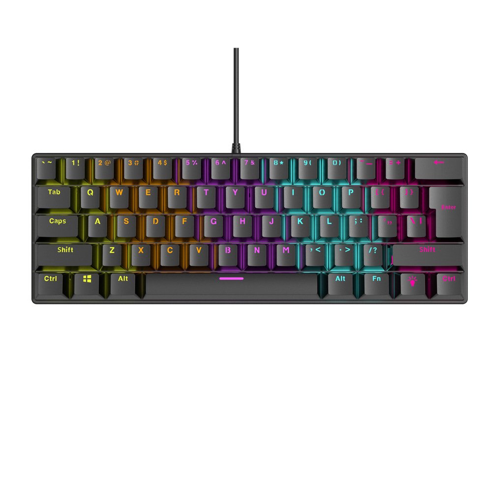 Fashion 61Keys Mechanical Keyboard Wired Ergonomic Mini Gaming Keyboard Blue Switches LED Backlit for Gamer
