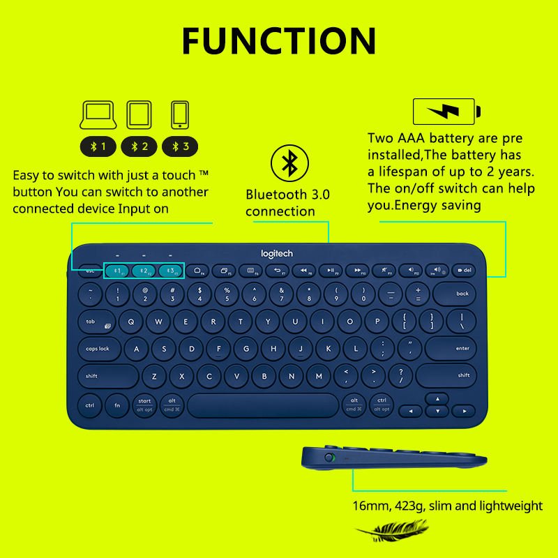 Custom Russian Logitech K380 Ergonomic Office Phone Pc Mobile Computer Laptop Tablet BT Wireless Gaming Keyboard with Switches