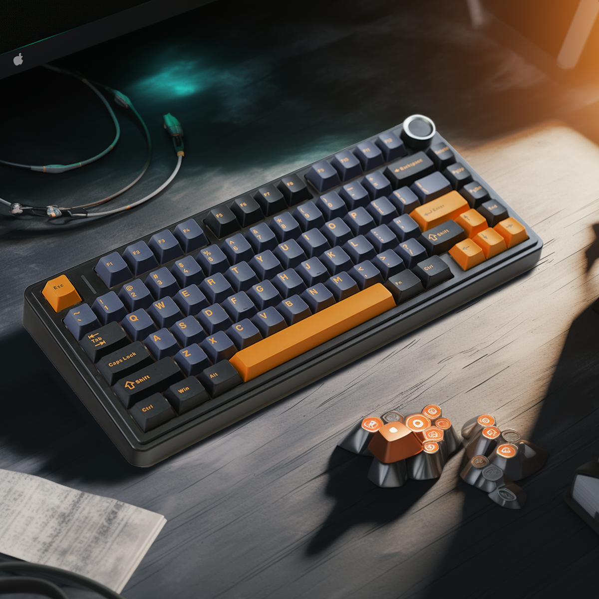 F75 Pro Wireless Compact Keyboard with Knob 75 Percent Hot Swappable HIFI Sound,Linear Switch, RGB Backlit Mechanical Keyboard
