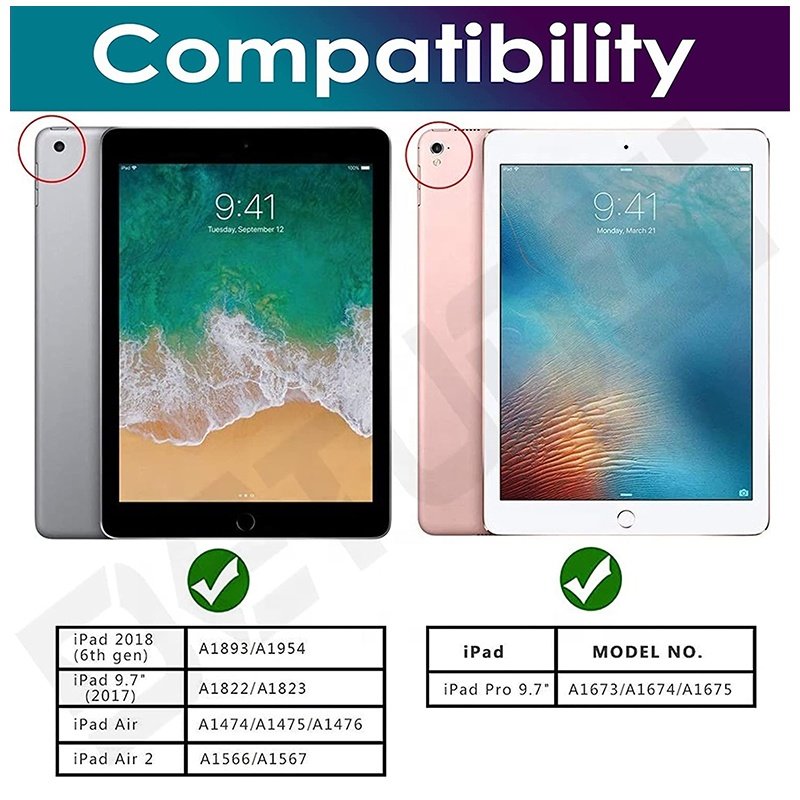 7 Color Backlit Case with Keyboard for iPad 9.7 inch 6th Gen(2018), 5th Gen(2017), Air 2/Air, iPad Pro 9.7